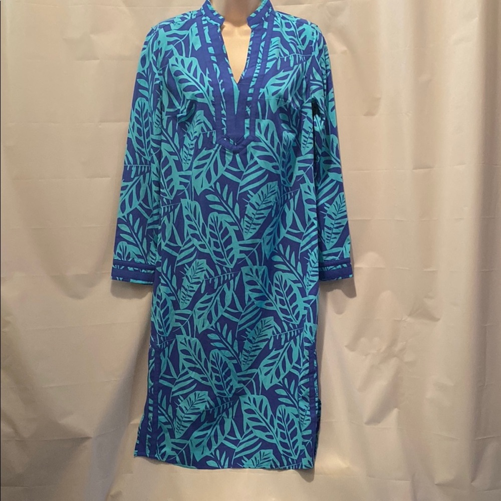 Coolibar Blue Swim Coverup with Paisley Print